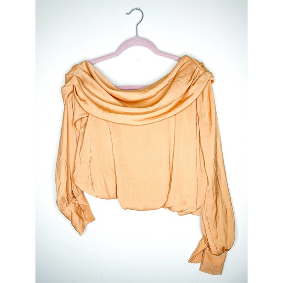 Free People Jenna Satin Top in Suntan Size XS FRE248 - Picture 5 of 5